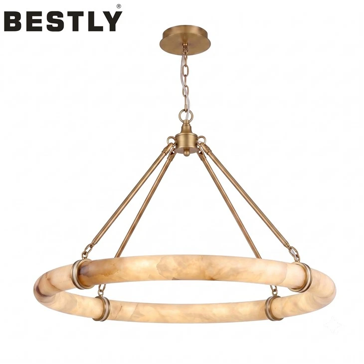 Modern Alabaster Ring Chandelier For Kitchen Island